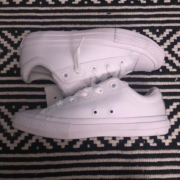 White Leather Monochrome Converse - Picture 2 of 5